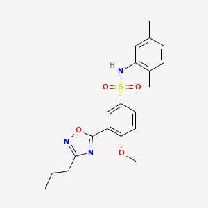molecular formula C20H23N3O4S B7712217 N-(2,5-dimethylphenyl)-4-methoxy-3-(3-propyl-1,2,4-oxadiazol-5-yl)benzenesulfonamide 