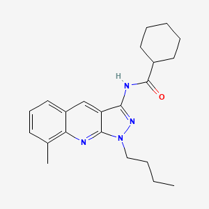 molecular formula C22H28N4O B7712224 N-(1-butyl-8-methyl-1H-pyrazolo[3,4-b]quinolin-3-yl)cyclohexanecarboxamide 