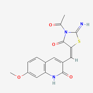 molecular formula C16H13N3O4S B7712274 (E)-3-acetyl-5-((2-hydroxy-7-methoxyquinolin-3-yl)methylene)-2-iminothiazolidin-4-one 