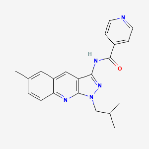 molecular formula C21H21N5O B7712295 N-(1-isobutyl-6-methyl-1H-pyrazolo[3,4-b]quinolin-3-yl)isonicotinamide 