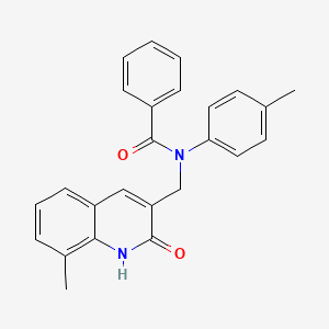 molecular formula C25H22N2O2 B7712305 N-((2-hydroxy-8-methylquinolin-3-yl)methyl)-N-(p-tolyl)benzamide 