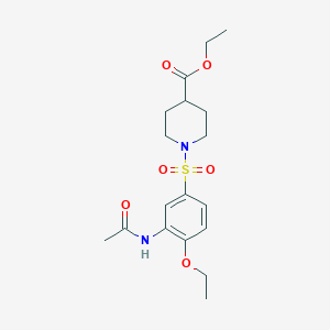 molecular formula C18H26N2O6S B7712306 ethyl 1-((3-acetamido-4-ethoxyphenyl)sulfonyl)piperidine-4-carboxylate 