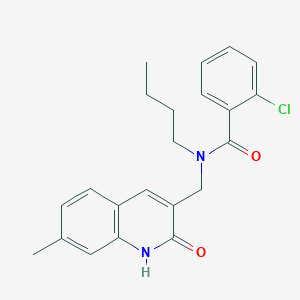 molecular formula C22H23ClN2O2 B7712310 N-butyl-2-chloro-N-((2-hydroxy-7-methylquinolin-3-yl)methyl)benzamide 