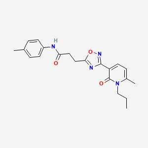 molecular formula C21H24N4O3 B7712311 3-(3-(6-methyl-2-oxo-1-propyl-1,2-dihydropyridin-3-yl)-1,2,4-oxadiazol-5-yl)-N-(p-tolyl)propanamide 