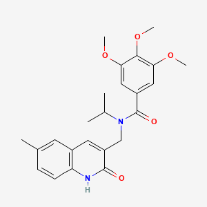 molecular formula C24H28N2O5 B7712323 N-((2-hydroxy-6-methylquinolin-3-yl)methyl)-N-isopropyl-3,4,5-trimethoxybenzamide 