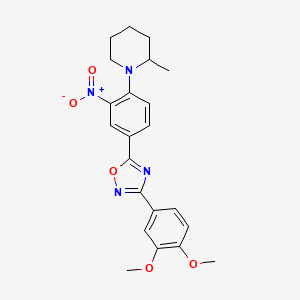 molecular formula C22H24N4O5 B7712331 3-(3,4-dimethoxyphenyl)-5-(4-(2-methylpiperidin-1-yl)-3-nitrophenyl)-1,2,4-oxadiazole 