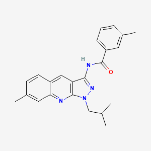 molecular formula C23H24N4O B7712341 N-(1-isobutyl-7-methyl-1H-pyrazolo[3,4-b]quinolin-3-yl)-3-methylbenzamide 