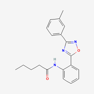 molecular formula C20H21N3O2 B7712352 N-(2-(3-(m-tolyl)-1,2,4-oxadiazol-5-yl)phenyl)pentanamide 