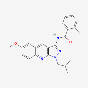 molecular formula C23H24N4O2 B7712374 N-(1-isobutyl-6-methoxy-1H-pyrazolo[3,4-b]quinolin-3-yl)-2-methylbenzamide 