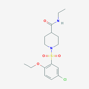 molecular formula C16H23ClN2O4S B7712390 1-(5-chloro-2-ethoxybenzenesulfonyl)-N-[(oxolan-2-yl)methyl]piperidine-4-carboxamide 