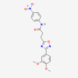 molecular formula C19H18N4O6 B7712392 3-(3-(3,4-dimethoxyphenyl)-1,2,4-oxadiazol-5-yl)-N-(4-nitrophenyl)propanamide 