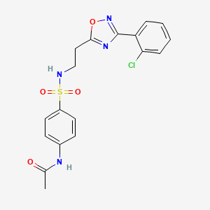 molecular formula C18H17ClN4O4S B7712394 N-(4-(N-(2-(3-(2-chlorophenyl)-1,2,4-oxadiazol-5-yl)ethyl)sulfamoyl)phenyl)acetamide CAS No. 876902-81-7