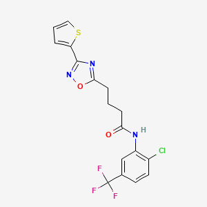 molecular formula C17H13ClF3N3O2S B7712433 N-(2-chloro-5-(trifluoromethyl)phenyl)-4-(3-(thiophen-2-yl)-1,2,4-oxadiazol-5-yl)butanamide 