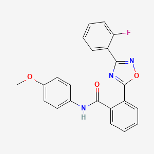 molecular formula C22H16FN3O3 B7712440 2-(3-(2-fluorophenyl)-1,2,4-oxadiazol-5-yl)-N-(4-methoxyphenyl)benzamide 