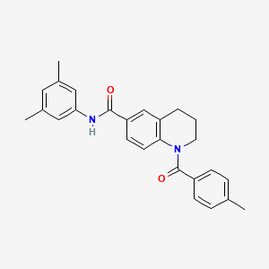 molecular formula C26H26N2O2 B7712442 N-(5-chloro-2-methoxyphenyl)-1-(4-methylbenzoyl)-1,2,3,4-tetrahydroquinoline-6-carboxamide 