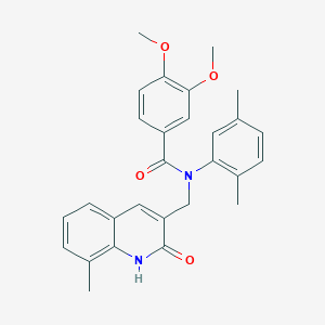 molecular formula C28H28N2O4 B7712509 N-(2,5-dimethylphenyl)-N-((2-hydroxy-8-methylquinolin-3-yl)methyl)-3,4-dimethoxybenzamide 