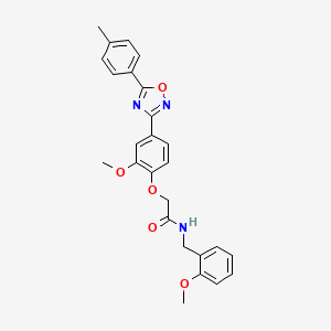 molecular formula C26H25N3O5 B7712517 2-(2-methoxy-4-(5-(p-tolyl)-1,2,4-oxadiazol-3-yl)phenoxy)-N-(2-methoxybenzyl)acetamide 