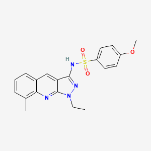 molecular formula C20H20N4O3S B7712519 N-(1-ethyl-8-methyl-1H-pyrazolo[3,4-b]quinolin-3-yl)-4-methoxybenzenesulfonamide 