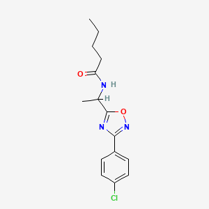 molecular formula C15H18ClN3O2 B7712536 N-(1-(3-(4-chlorophenyl)-1,2,4-oxadiazol-5-yl)ethyl)pentanamide 