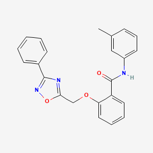 molecular formula C23H19N3O3 B7712538 2-((3-phenyl-1,2,4-oxadiazol-5-yl)methoxy)-N-(m-tolyl)benzamide 