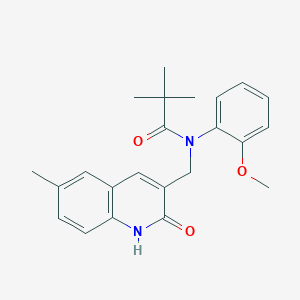 molecular formula C23H26N2O3 B7712543 N-((2-hydroxy-6-methylquinolin-3-yl)methyl)-N-(2-methoxyphenyl)pivalamide 