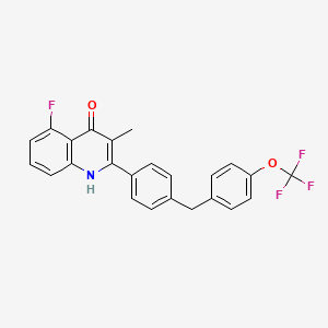 molecular formula C24H17F4NO2 B7712563 5-Fluoro-3-methyl-2-(4-(4-(trifluoromethoxy)benzyl)phenyl)quinolin-4(1H)-one 