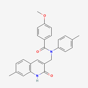 molecular formula C26H24N2O3 B7712577 N-((2-hydroxy-7-methylquinolin-3-yl)methyl)-4-methoxy-N-(p-tolyl)benzamide 