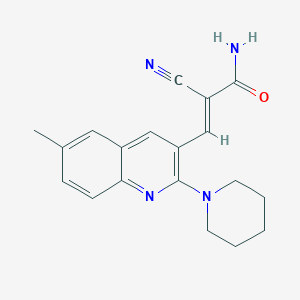 molecular formula C19H20N4O B7712603 (E)-2-cyano-3-(6-methyl-2-(piperidin-1-yl)quinolin-3-yl)acrylamide 