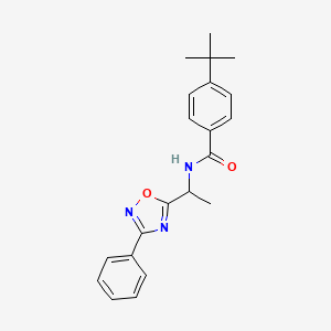 molecular formula C21H23N3O2 B7712611 4-(tert-butyl)-N-(1-(3-phenyl-1,2,4-oxadiazol-5-yl)ethyl)benzamide 