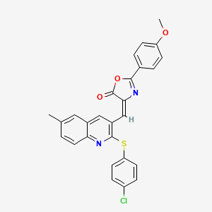 molecular formula C27H19ClN2O3S B7712615 (E)-4-((2-((4-chlorophenyl)thio)-6-methylquinolin-3-yl)methylene)-2-(4-methoxyphenyl)oxazol-5(4H)-one 