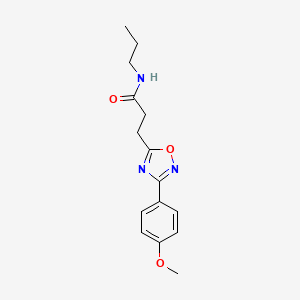 molecular formula C15H19N3O3 B7712631 3-(3-(4-methoxyphenyl)-1,2,4-oxadiazol-5-yl)-N-propylpropanamide 