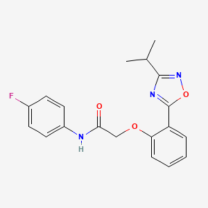 molecular formula C19H18FN3O3 B7712656 N-(4-fluorophenyl)-2-(2-(3-isopropyl-1,2,4-oxadiazol-5-yl)phenoxy)acetamide 
