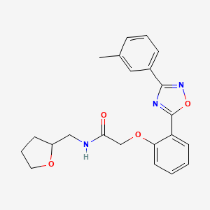 molecular formula C22H23N3O4 B7712685 N-((tetrahydrofuran-2-yl)methyl)-2-(2-(3-(m-tolyl)-1,2,4-oxadiazol-5-yl)phenoxy)acetamide 