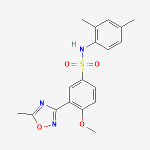 molecular formula C18H19N3O4S B7712711 N-(2,4-dimethylphenyl)-4-methoxy-3-(5-methyl-1,2,4-oxadiazol-3-yl)benzenesulfonamide 