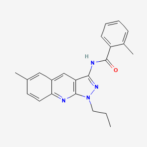 molecular formula C22H22N4O B7712716 2-methyl-N-(6-methyl-1-propyl-1H-pyrazolo[3,4-b]quinolin-3-yl)benzamide 