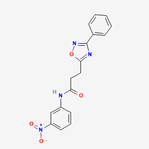 molecular formula C17H14N4O4 B7712753 N-(3-nitrophenyl)-3-(3-phenyl-1,2,4-oxadiazol-5-yl)propanamide 
