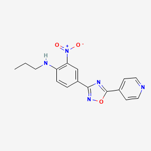 molecular formula C16H15N5O3 B7712758 2-nitro-N-propyl-4-(5-(pyridin-4-yl)-1,2,4-oxadiazol-3-yl)aniline 