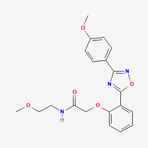 molecular formula C20H21N3O5 B7712764 N-(2-methoxyethyl)-2-(2-(3-(4-methoxyphenyl)-1,2,4-oxadiazol-5-yl)phenoxy)acetamide 
