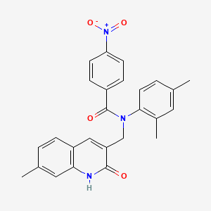 molecular formula C26H23N3O4 B7712780 N-(2,4-dimethylphenyl)-N-((2-hydroxy-7-methylquinolin-3-yl)methyl)-4-nitrobenzamide 