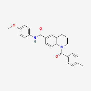molecular formula C25H24N2O3 B7712804 N-(4-bromophenyl)-1-(4-methylbenzoyl)-1,2,3,4-tetrahydroquinoline-6-carboxamide 