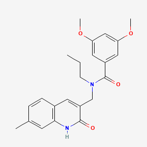 molecular formula C23H26N2O4 B7712857 N-((2-hydroxy-7-methylquinolin-3-yl)methyl)-3,5-dimethoxy-N-propylbenzamide 