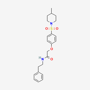 molecular formula C22H28N2O4S B7712865 2-(4-((4-methylpiperidin-1-yl)sulfonyl)phenoxy)-N-phenethylacetamide 