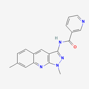 molecular formula C18H15N5O B7712876 N-(1,7-dimethyl-1H-pyrazolo[3,4-b]quinolin-3-yl)nicotinamide 