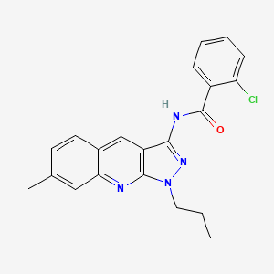 molecular formula C21H19ClN4O B7712903 2-chloro-N-(7-methyl-1-propyl-1H-pyrazolo[3,4-b]quinolin-3-yl)benzamide 