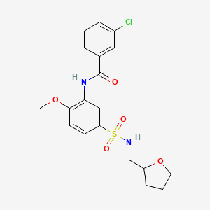molecular formula C19H21ClN2O5S B7712938 N-[2-methoxy-5-(methylsulfamoyl)phenyl]-4-methylbenzamide 