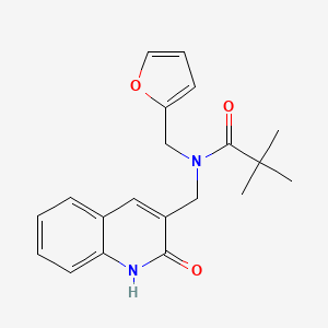 molecular formula C20H22N2O3 B7712945 N-(furan-2-ylmethyl)-N-((2-hydroxyquinolin-3-yl)methyl)pivalamide 