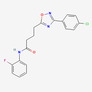 molecular formula C18H15ClFN3O2 B7712949 4-(3-(4-chlorophenyl)-1,2,4-oxadiazol-5-yl)-N-(2-fluorophenyl)butanamide 