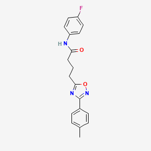 molecular formula C19H18FN3O2 B7712968 N-(4-fluorophenyl)-4-(3-(p-tolyl)-1,2,4-oxadiazol-5-yl)butanamide 