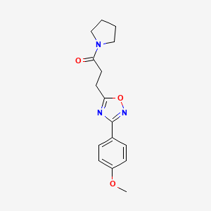 molecular formula C16H19N3O3 B7712970 3-(3-(4-methoxyphenyl)-1,2,4-oxadiazol-5-yl)-1-(pyrrolidin-1-yl)propan-1-one 