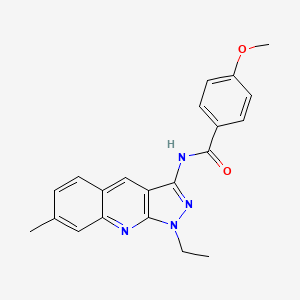molecular formula C21H20N4O2 B7712981 N-(1-ethyl-7-methyl-1H-pyrazolo[3,4-b]quinolin-3-yl)-4-methoxybenzamide 